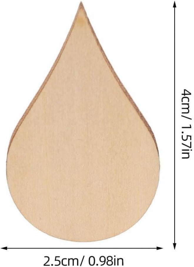 50Pcs Wooden Teardrop Shape Wood Discs DIY Craft Blanks Natural Beige Wood Ornaments for Holiday Decorations and Handmade Dangle Earring Charms - Image 2