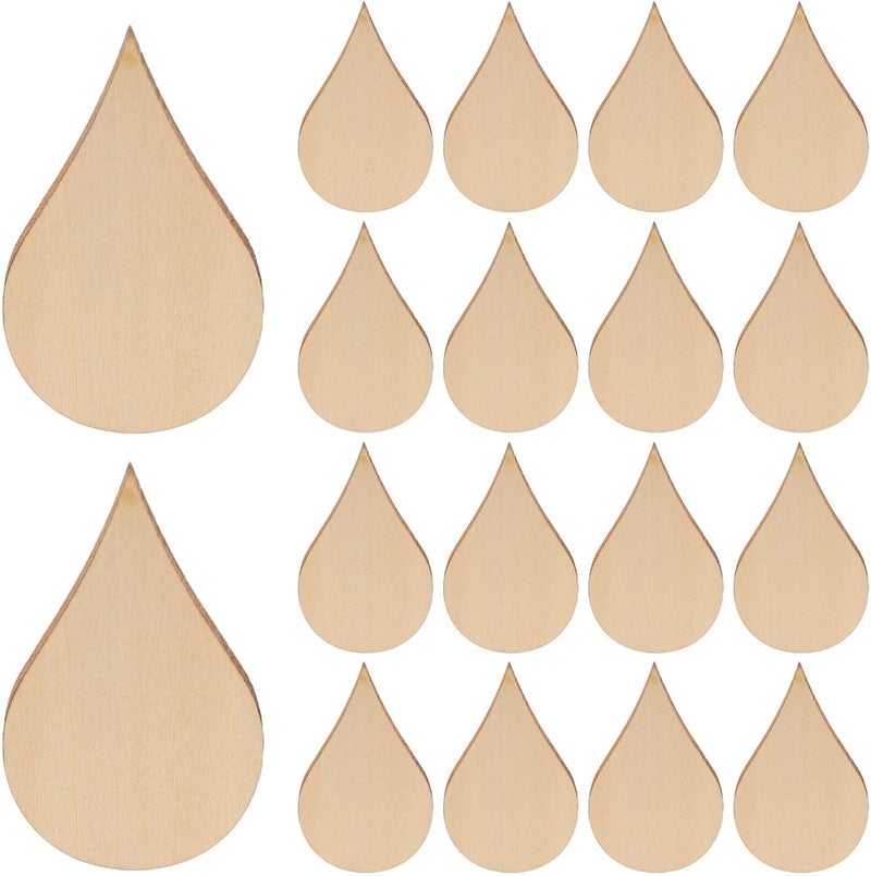 50Pcs Wooden Teardrop Shape Wood Discs DIY Craft Blanks Natural Beige Wood Ornaments for Holiday Decorations and Handmade Dangle Earring Charms - Image 1