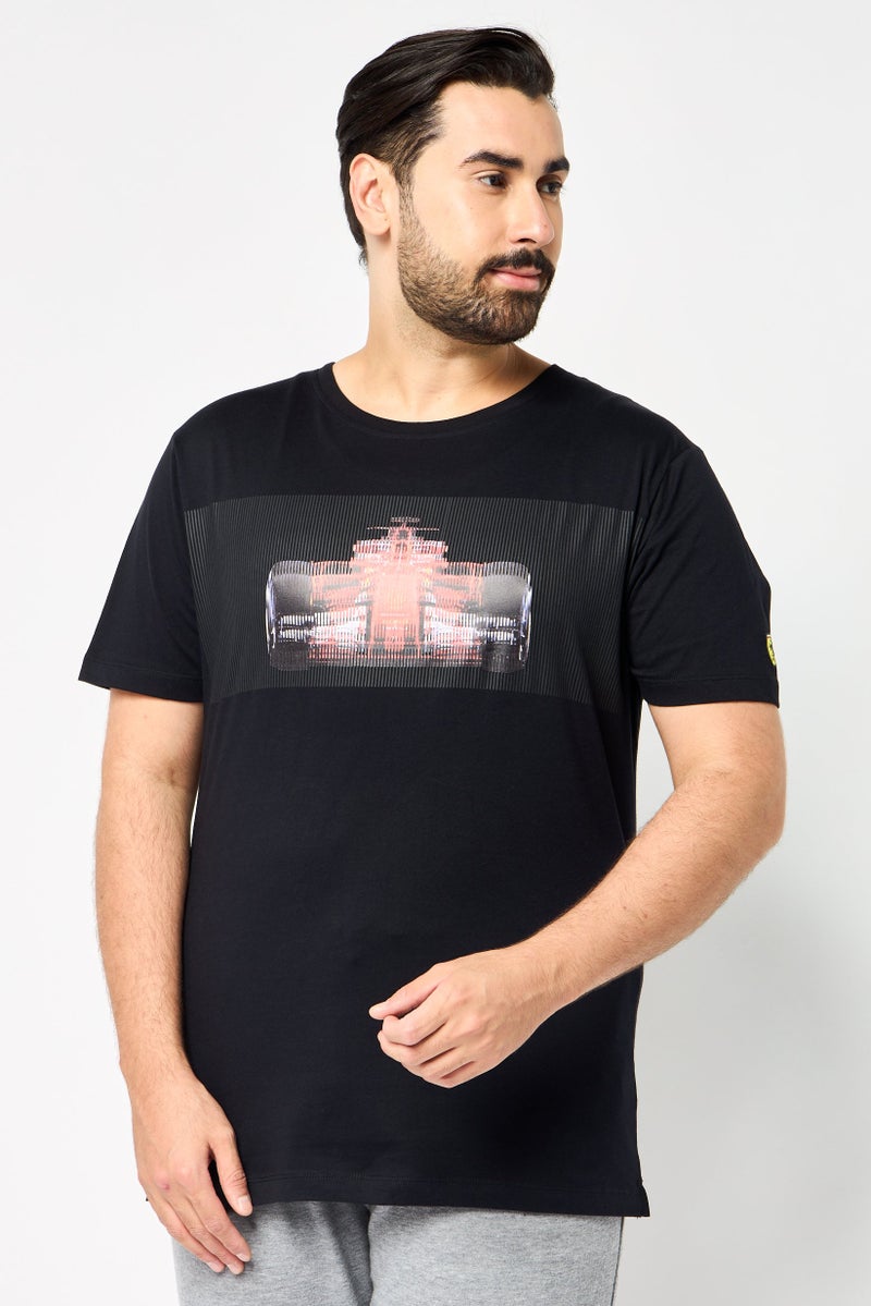 Scuderia Ferrari Men Slim Fit Short Sleeves Outdoor T-Shirt, Black - Image 1