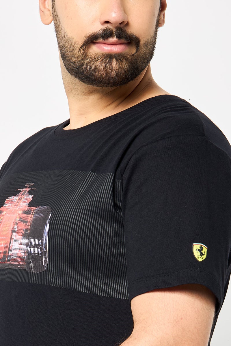 Scuderia Ferrari Men Slim Fit Short Sleeves Outdoor T-Shirt, Black - Image 3