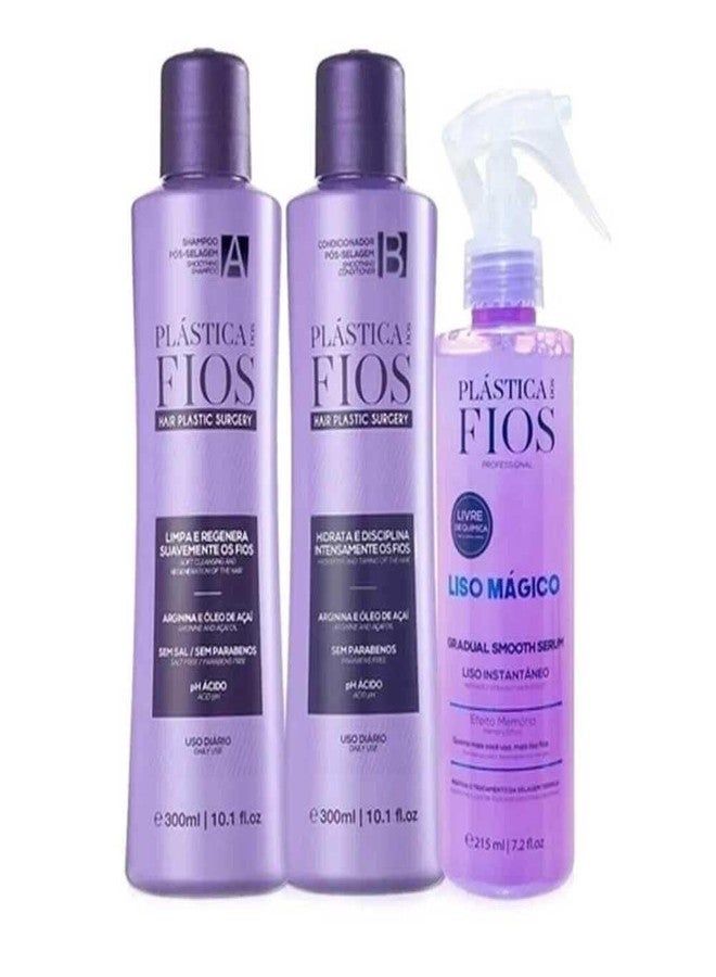 Cadiveu Professional Plástica dos Fios Post-Sealing Hair Treatment Kit, 3-Piece Set with Shampoo, Conditioner and Gradual Smooth Serum, Anti-Frizz Thermal Sealing System - Image 3