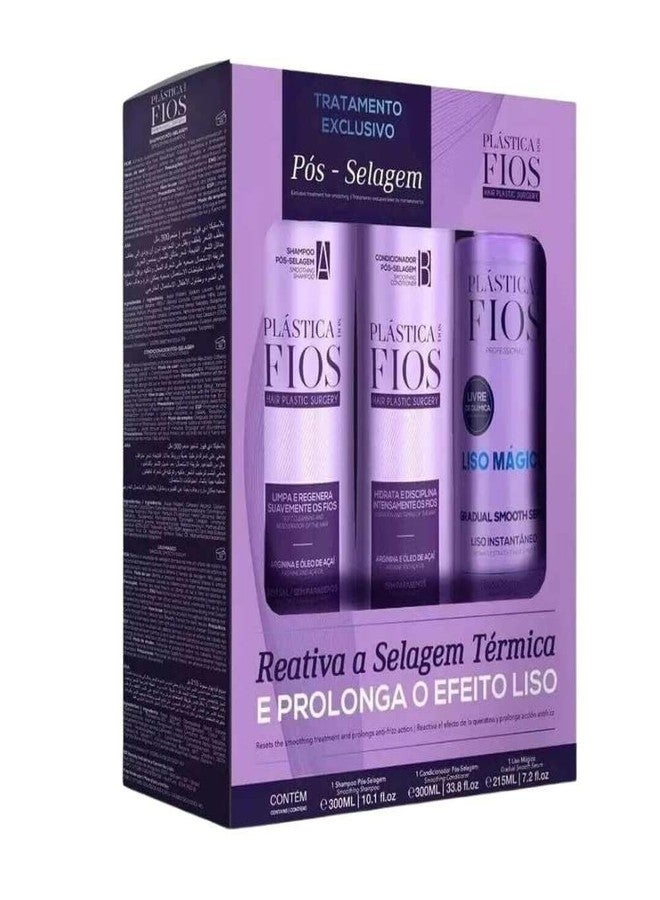Cadiveu Professional Plástica dos Fios Post-Sealing Hair Treatment Kit, 3-Piece Set with Shampoo, Conditioner and Gradual Smooth Serum, Anti-Frizz Thermal Sealing System - Image 2