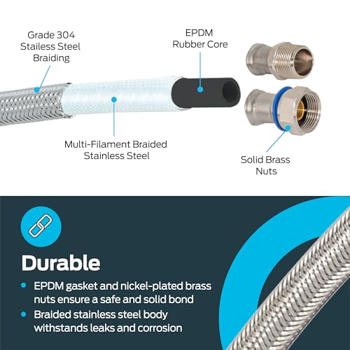 Eastman 18 Inch Steel-Flex Water Heater Connector, 3/4 Inch FIP Swivel x 3/4 Inch MIP Rigid, Flexible Braided Stainless Steel, 48254 - Image 5