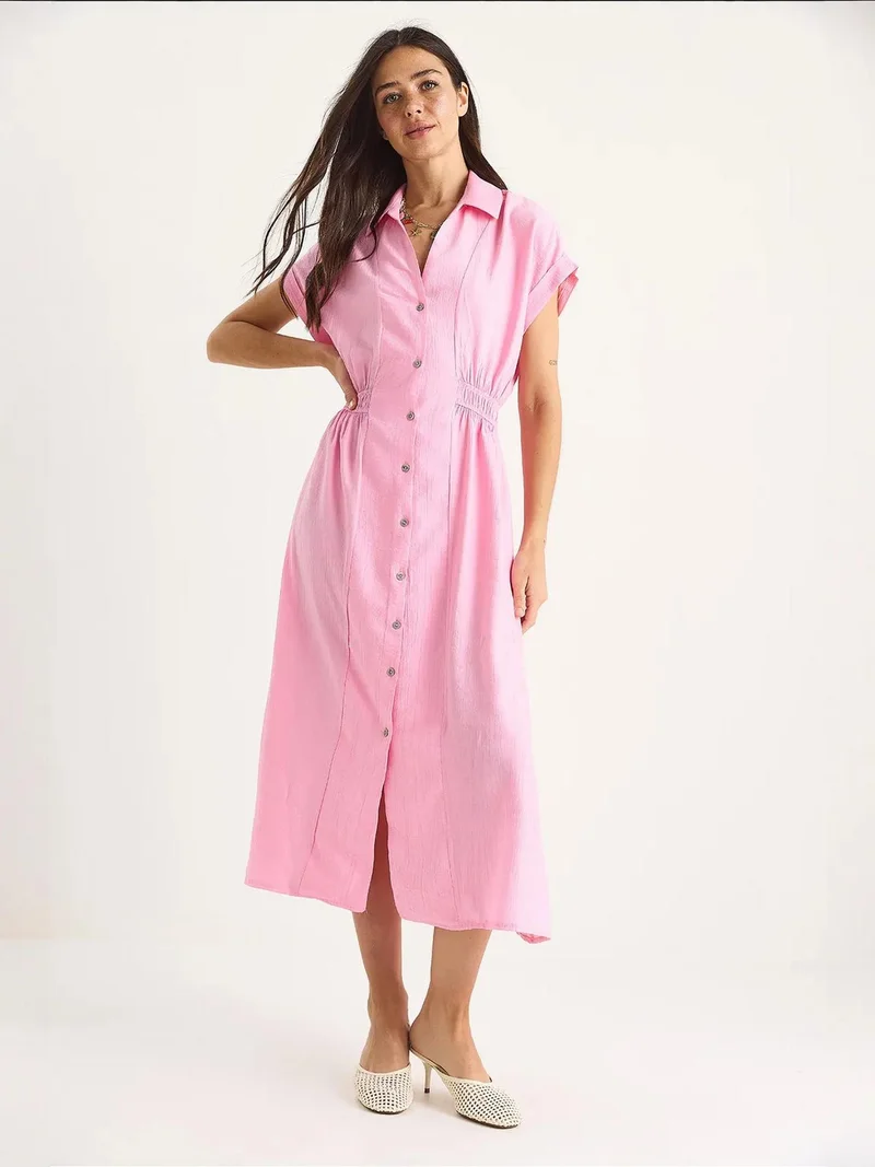 بيانكو لوتشي فستان ميدي برقبة على شكل حرف  بأزرار من لوكسي