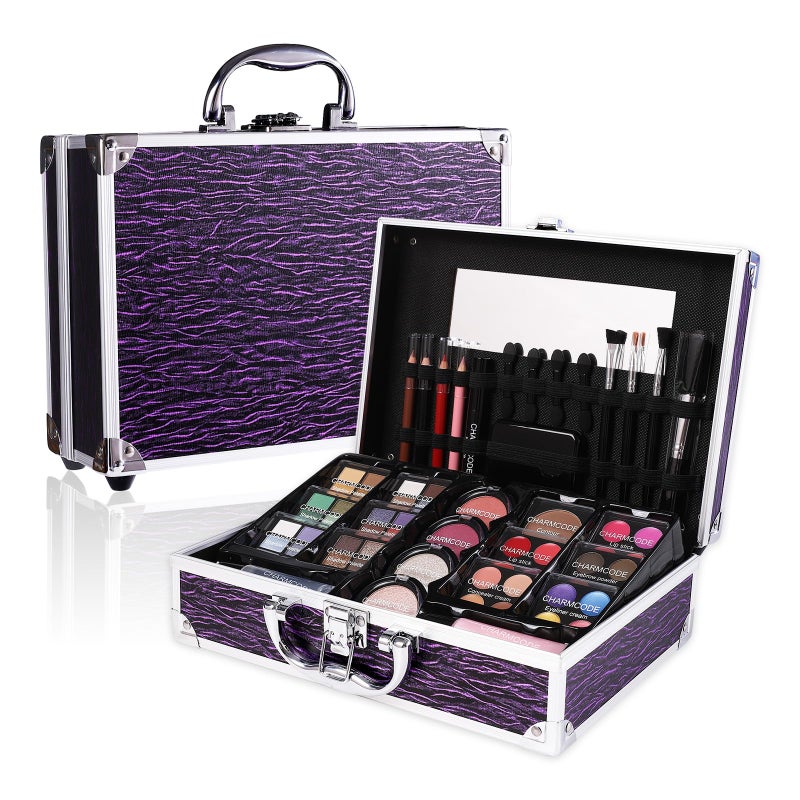 CHARMCODE Makeup Kit for Teen Girls & Women Full Kit, Beauty Train Case with Starter Cosmetic Set, Make Up Christmas Gift Box with Eyeshadow,Lipgloss,Highlighter,Blush,Lip&Eye Pencils,Brush & More(Purple) - Image 2