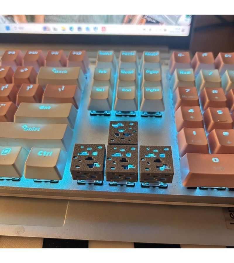 Gray Pixel Style Mineral Keycap Set Translucent for Mechanical Keyboards - Image 5