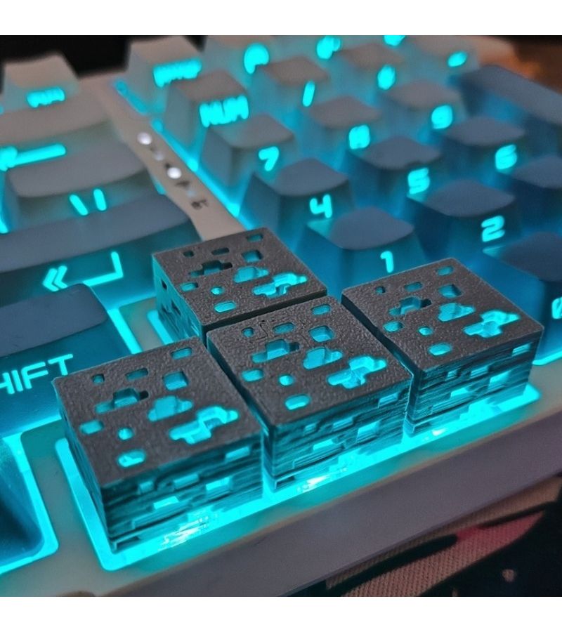Gray Pixel Style Mineral Keycap Set Translucent for Mechanical Keyboards - Image 1