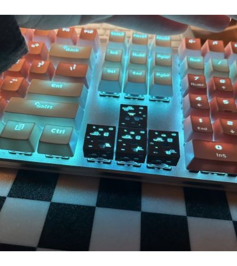 Gray Pixel Style Mineral Keycap Set Translucent for Mechanical Keyboards - Image 4