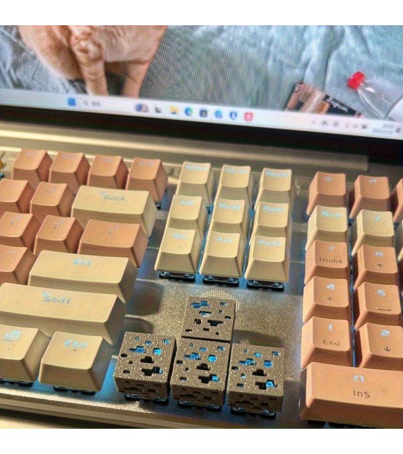 Gray Pixel Style Mineral Keycap Set Translucent for Mechanical Keyboards - Image 2