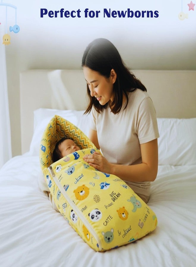 Toddylon Baby Bedding Set for New Born | Cotton Baby Bed with Mosquito Net, Carry Bag | Infant Carry Bed (0–6 Months, Yellow Lion) - Image 3