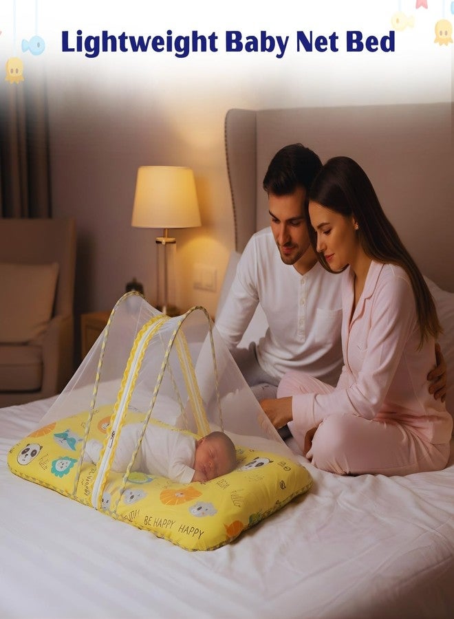 Toddylon Baby Bedding Set for New Born | Cotton Baby Bed with Mosquito Net, Carry Bag | Infant Carry Bed (0–6 Months, Yellow Lion) - Image 2