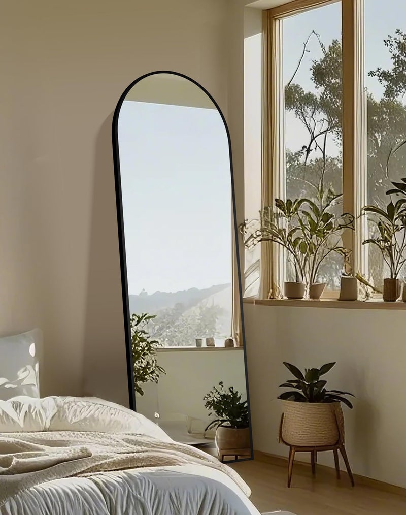 Delma Full Length Mirror, Large Floor Mirror for Wall, Bedroom, Bathroom, Living Room with Aluminium Frame (Stand, Arch 69x24, Black) - Image 3