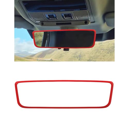 Wevdn Rear View Mirror Protector Frame Silicone Car RearView Mirror Cover Compatible with Model 3 and Y Auto Interior Decoration Gifts Car Accessories Red - Image 1