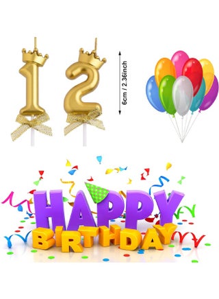 ١٠ شموع عيد ميلاد على شكل أرقام، شموع لامعة على شكل فيونكة وتاج من ٠ إلى ٩، زينة كعكة عيد ميلاد، هدايا، زينة حفلات للرجال والنساء، حفلات زفاف، ذكرى زواج، للاستخدام الداخلي، ذهبي - view 2