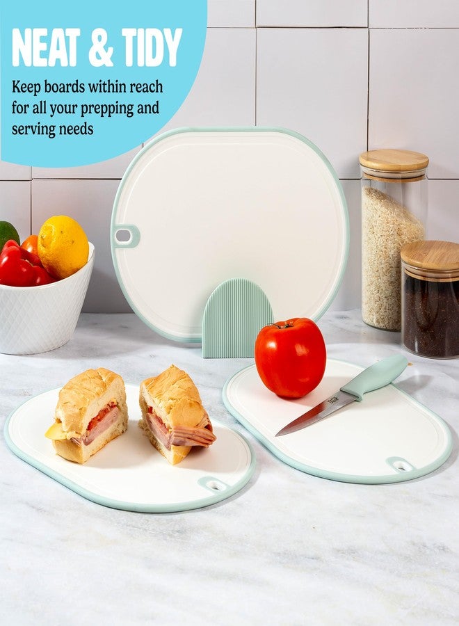 تيستي طقم ألواح تقطيع Tasty، يتضمن طقم أدوات المائدة ثلاثة ألواح قابلة للعكس مقاس 13 بوصة × 8.75 بوصة مع حامل مريح، آمن للاستخدام في غسالة الأطباق - Image 5