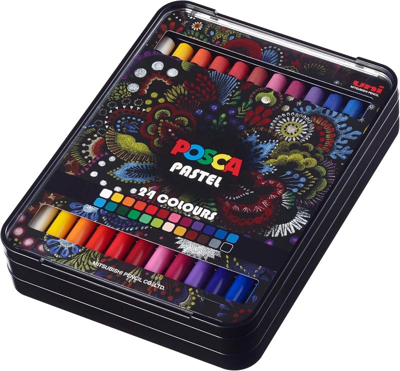 POSCA Posca Pastels Premium Art Set of 24 Wax Pastels Art Supplies for Home and School  Luxury Crayons for Adults - Image 1