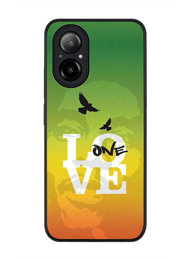 Stylizedd Rugged Black Edge Case for Realme C67 4G, Slim fit Soft Case Flexible Rubber Edges Anti Drop TPU Gel Thin Cover -  One Love - Image 1
