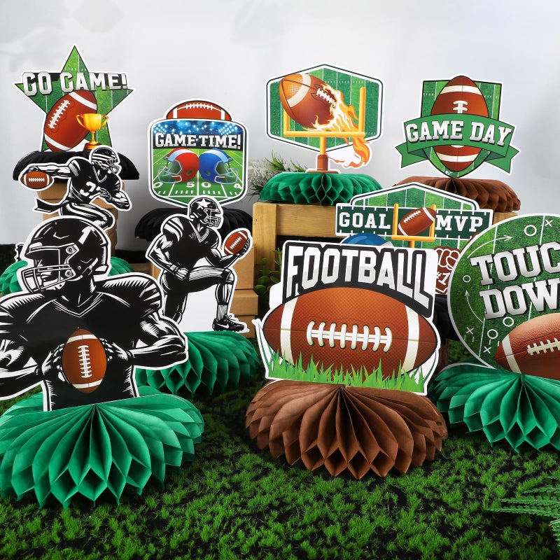 Sereliy 10 PCS Football Party Decorations Honeycomb Centerpieces, Honeycomb Centerpieces for Sports Theme Supplies Table Decorations. (Football) - Image 5