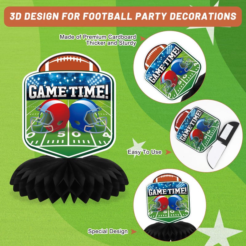 Sereliy 10 PCS Football Party Decorations Honeycomb Centerpieces, Honeycomb Centerpieces for Sports Theme Supplies Table Decorations. (Football) - Image 4