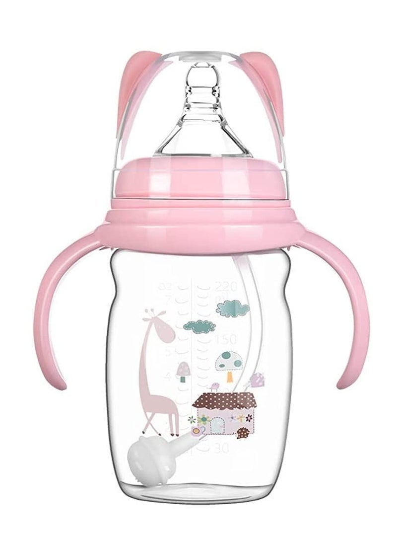 Bukela Baby Bottle Sippy Cup 220ml, Learning Drinking Cup with Handle 360° Leak-proof Gravity Ball Design Baby Learn to Drink Water Transition Cup Soft Bite-resistant Drop Resistant for Kids 6+ Months (Pink) - Image 2