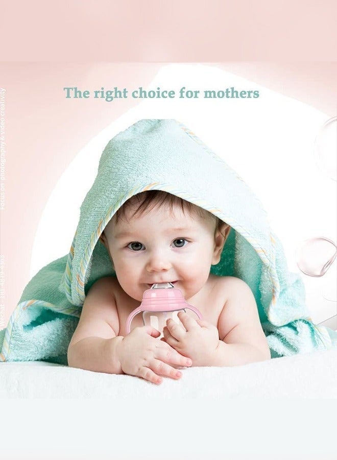 Bukela Baby Bottle Sippy Cup 220ml, Learning Drinking Cup with Handle 360° Leak-proof Gravity Ball Design Baby Learn to Drink Water Transition Cup Soft Bite-resistant Drop Resistant for Kids 6+ Months (Pink) - Image 3