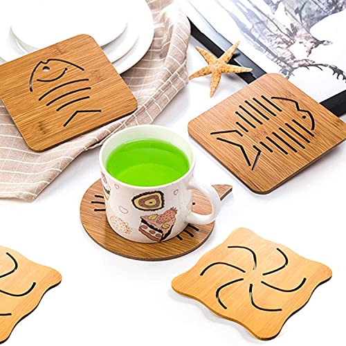 KPNG Heat Resistant Non-Slip Bamboo Trivets Pot Mat for Kitchen Table (4 Piece Big (15cm x 15cm,), Wooden) - Image 4