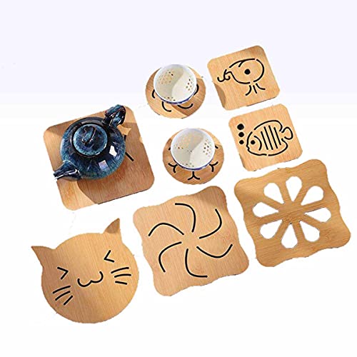 KPNG Heat Resistant Non-Slip Bamboo Trivets Pot Mat for Kitchen Table (4 Piece Big (15cm x 15cm,), Wooden) - Image 3