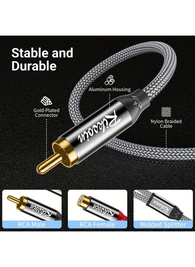 1 Male to 2 Female RCA Y Splitter Cable 2.4m for Audio Video Subwoofers Speakers Home Theatre - Image 4