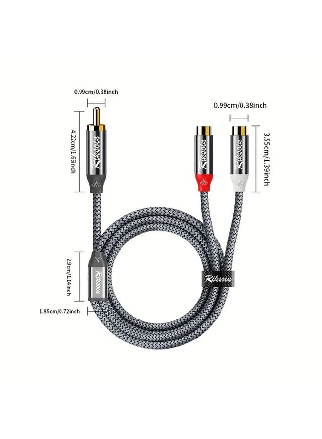 1 Male to 2 Female RCA Y Splitter Cable 2.4m for Audio Video Subwoofers Speakers Home Theatre - Image 2