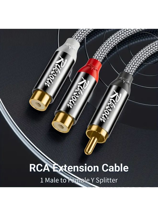 1 Male to 2 Female RCA Y Splitter Cable 2.4m for Audio Video Subwoofers Speakers Home Theatre - Image 3
