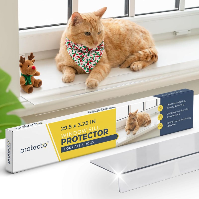 PROTECTO Window Sill Protector from Dogs & Cats, 29.5 x 3.25 Clear Window Guards from Cats Scratching Chewing & Clawing | Keep Your Sills Smooth & Paws Safe | Ultra Strong Window Sill Cover Protection - Image 2