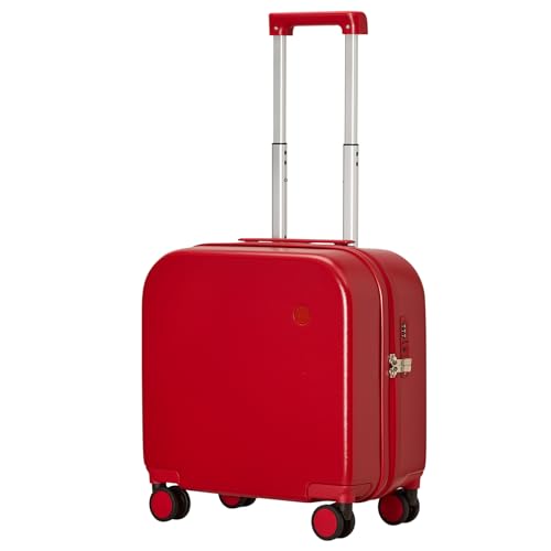 mixi Carry on Luggage, Suitcase with Spinner Wheels 16in Luggage Hardshell Lightweight Rolling Suitcases PC with Cover & TSA Lock, Red - Image 1