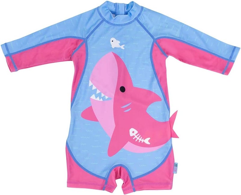 Zoocchini Baby/Toddler Pink Shark One-Piece Swimsuit with UPF 50+ Protection - Image 1