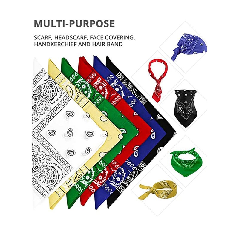 Zikra Bandanas for Men Women, Cotton Paisley Headbands Scarf Cowboy Bandana, Square Bandanas ideal for Hip-Hop Cycling Also as Handkerchief - Image 5