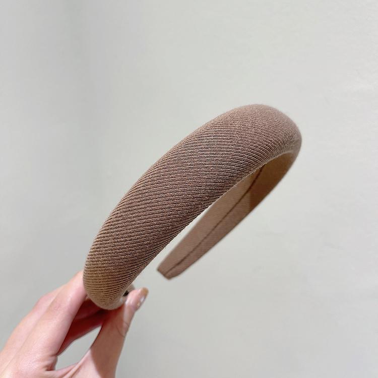 إسكدنيا Korean Internet Celebrity Khaki Wide-brimmed Sponge Hair Hoop High Cranial Top Niche Hair Hoop All-match Face Show Girl C- 1091-1 deep coffee