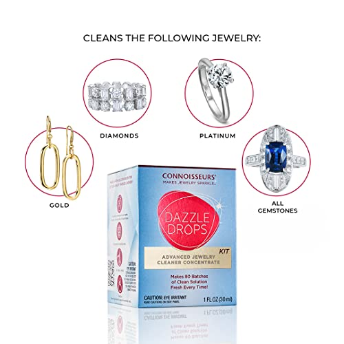 CONNOISSEURS Dazzle Drops Advanced Jewelry Cleaner Concentrate - Makes Fresh Solution Every Time - Includes Dipping Spoon, Brush, and Container - Image 5