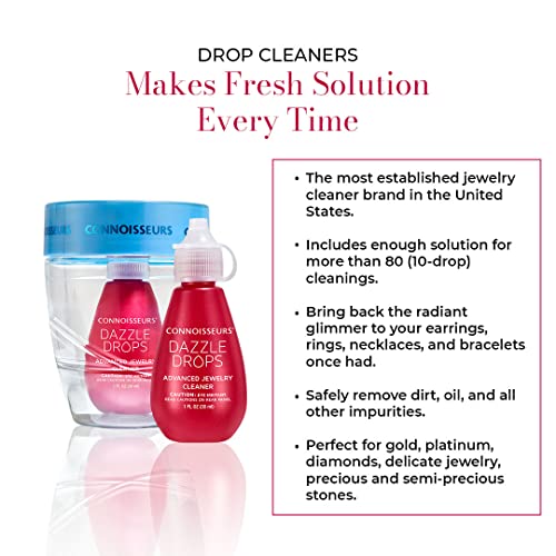 CONNOISSEURS Dazzle Drops Advanced Jewelry Cleaner Concentrate - Makes Fresh Solution Every Time - Includes Dipping Spoon, Brush, and Container - Image 2