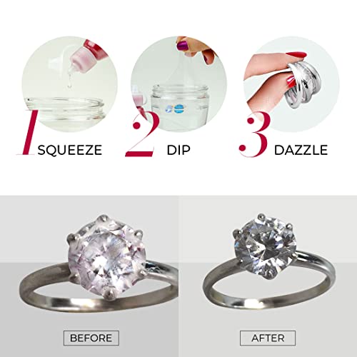 CONNOISSEURS Dazzle Drops Advanced Jewelry Cleaner Concentrate - Makes Fresh Solution Every Time - Includes Dipping Spoon, Brush, and Container - Image 4