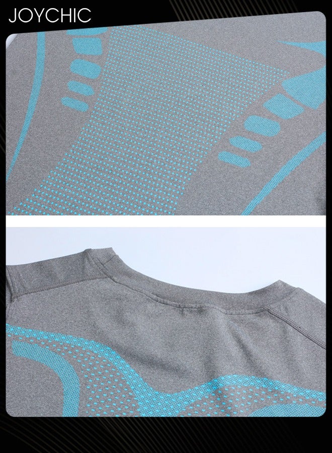 Joychic Men Sports Vest Quick-drying High-elastic Tights Fitness Basketball Running Training Wide Shoulder T-shirt for All Seasons Grey - Image 3