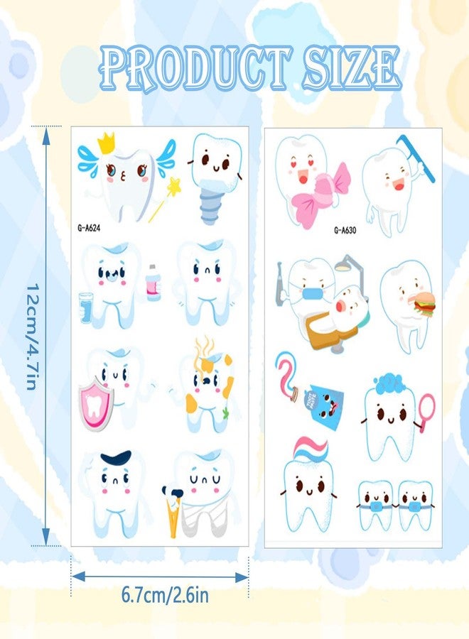Qpout 10 Sheets Teeth Temporary Tattoos for Kids Birthday Party Supplies, teeth Themed Stickers Cartoon Decorations Gifts for Boys Girls - Image 2