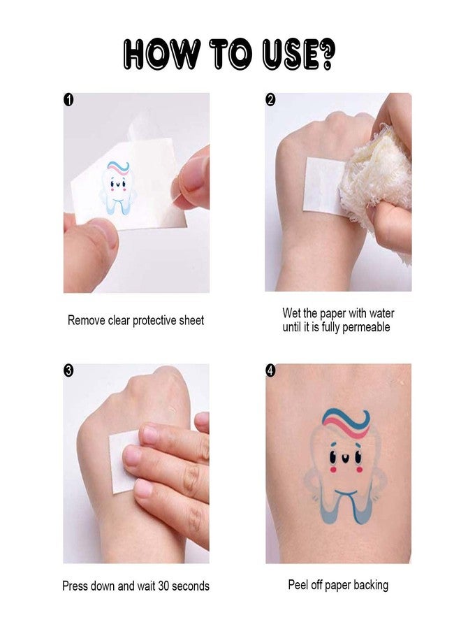 Qpout 10 Sheets Teeth Temporary Tattoos for Kids Birthday Party Supplies, teeth Themed Stickers Cartoon Decorations Gifts for Boys Girls - Image 3