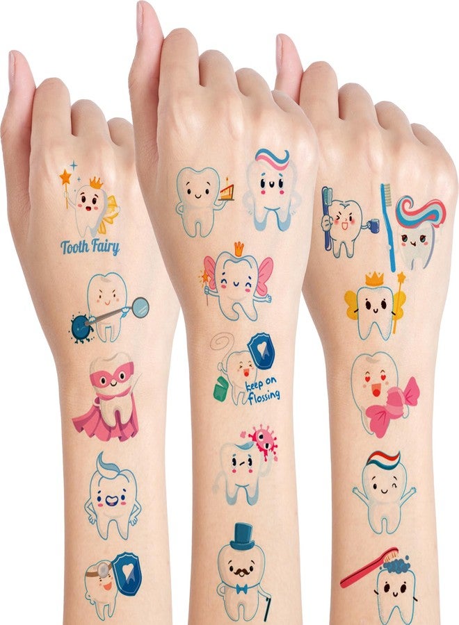 Qpout 10 Sheets Teeth Temporary Tattoos for Kids Birthday Party Supplies, teeth Themed Stickers Cartoon Decorations Gifts for Boys Girls - Image 1