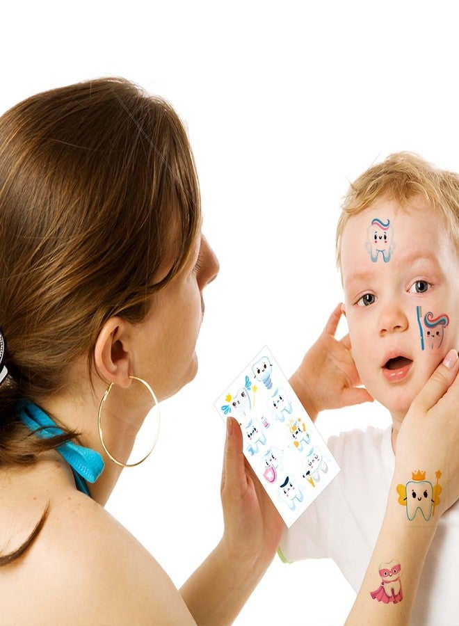 Qpout 10 Sheets Teeth Temporary Tattoos for Kids Birthday Party Supplies, teeth Themed Stickers Cartoon Decorations Gifts for Boys Girls - Image 5
