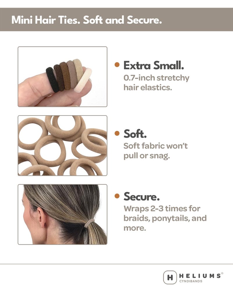 Heliums Extra Small Hair Ties No Damage - Sandy Blonde - Mini 0.7 Inch Tiny Soft Seamless Hair Bands for Toddlers, Braids, Kids Ponytails- 40 Count - Image 2