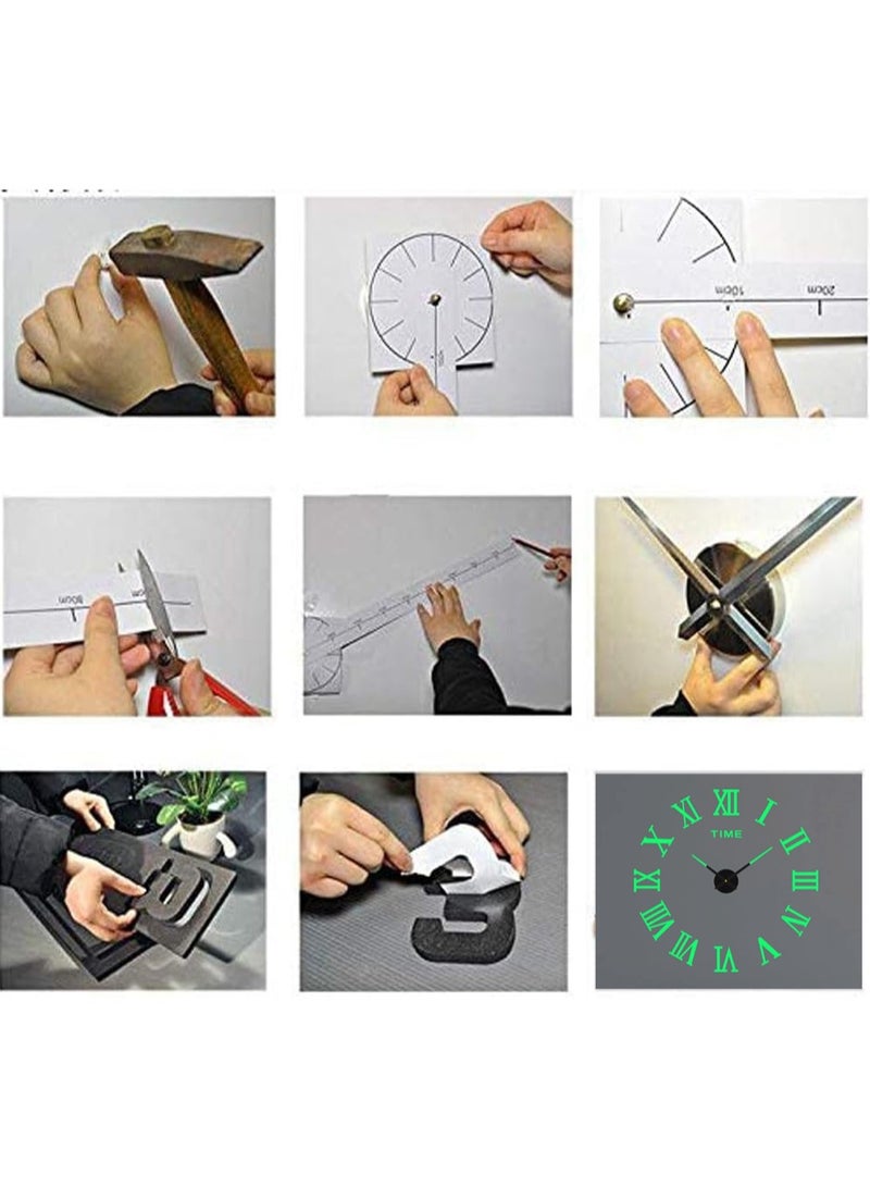 LINGWEI Frameless Modern Large Wall Clock 3D Mirror Sticker  - Image 3