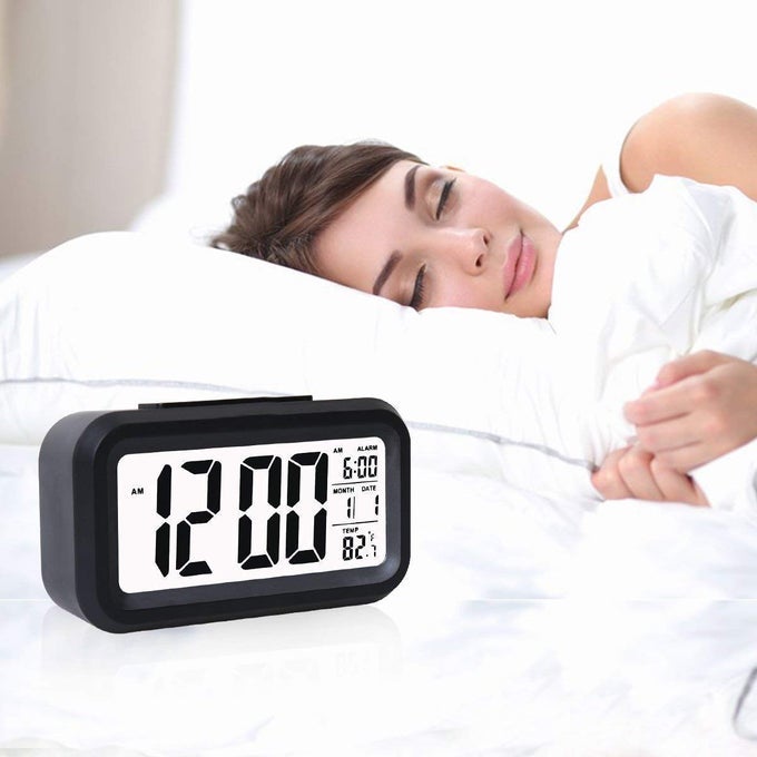 PLASTIC DIGITAL SMART BACKLIGHT ALARM CLOCK WITH AUTOMATIC SENSORDATE TEMPERATURE