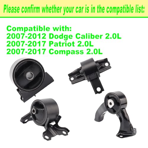 SHICHU Engine Motor Mount Compatible with 2007-2012 Dodge Caliber 2007-2017 Compass Patriot 2.0L Replacement for A5415 A5416 A5417 A5418 Set of 4 - Image 2