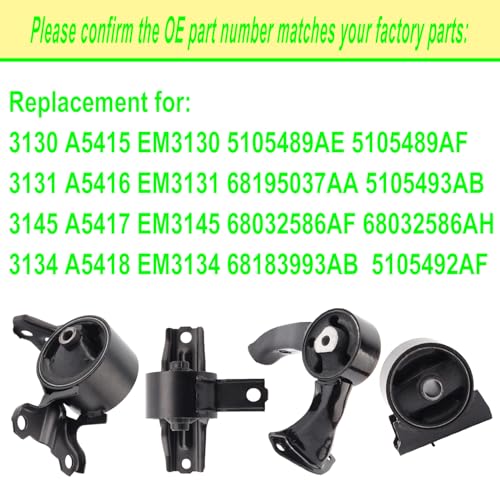 SHICHU Engine Motor Mount Compatible with 2007-2012 Dodge Caliber 2007-2017 Compass Patriot 2.0L Replacement for A5415 A5416 A5417 A5418 Set of 4 - Image 3