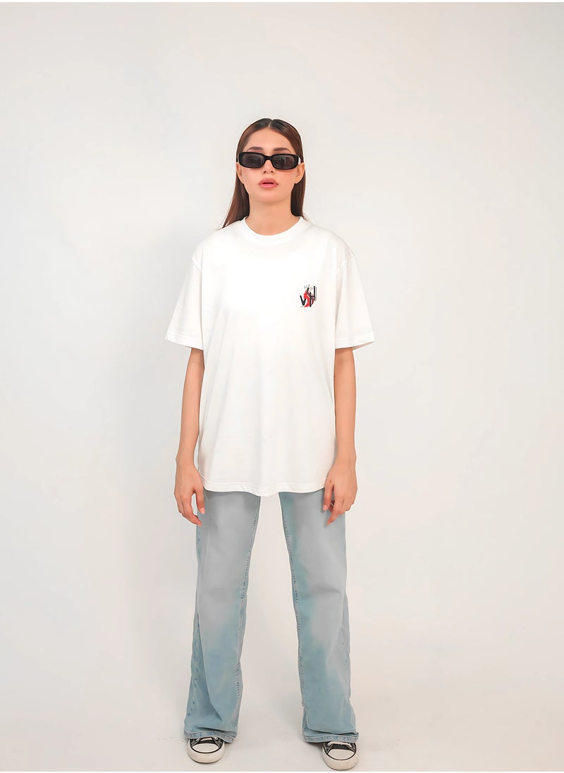 Vasl Hub - Stylish Oversized White Graphic T-Shirt for Women – Your Highness | Vasl Hub - Image 1