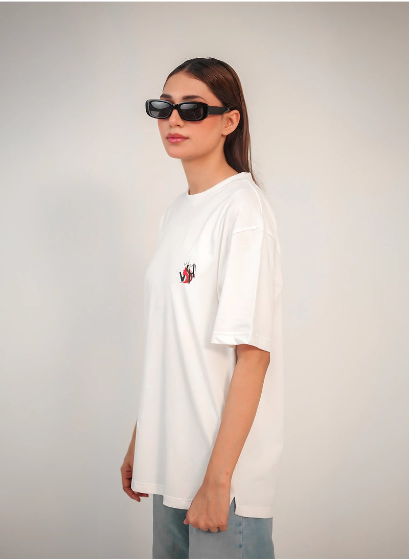 Vasl Hub - Stylish Oversized White Graphic T-Shirt for Women – Your Highness | Vasl Hub - Image 1